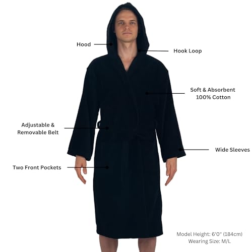 Alpine Swiss Dane Mens Hooded Bathrobe Pure Cotton Terry Cloth Long Robe for Men Super Absorbent Quick Drying Luxury Spa Robe2