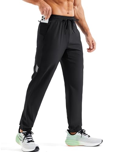 MAGCOMSEN Mens Hiking Pants Waterproof Travel Pants for Men Quick Dry Lightweight with Elastic Waist 3 Pockets for Casual Outdoor Black 34