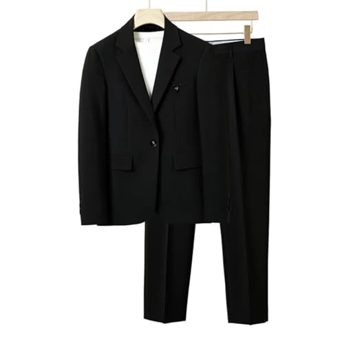 Men's Business Casual Suit Simple Black Brown Fashion Fit 2 Pcs Set (Blazer +Pants) Wedding4