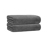 JML Bath Towels, 2 Pack 30' x 60' Microfiber Bath Towel Set (1.5 lb), Soft Absorbent Microfiber Towels for Body, No Fading Microfiber Bath Towels for Adult, Grey