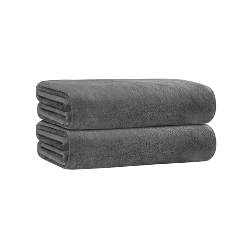 Image of JML Quick Dry Microfiber Bath Towel Set of 2-30x60 Inches Large Absorbent Camping Towel for Gym, Yoga, Swimming, Beach - Fast Drying & Lightweight with Loop, 7X Water Absorption, No Fading & No Lint