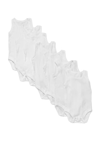 Marks & Spencer Lot de 7 bodys Pur coton sans manches (2,3 kg-3 ans) Blanc 0-3 mois