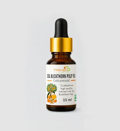 Preach Pharma Sea BuckThorn Pulp Oil – Rich in 3 6 7 9 | 100% Pure & Cold-Pressed | Natural Glow & Hydration | 15ml Bottle