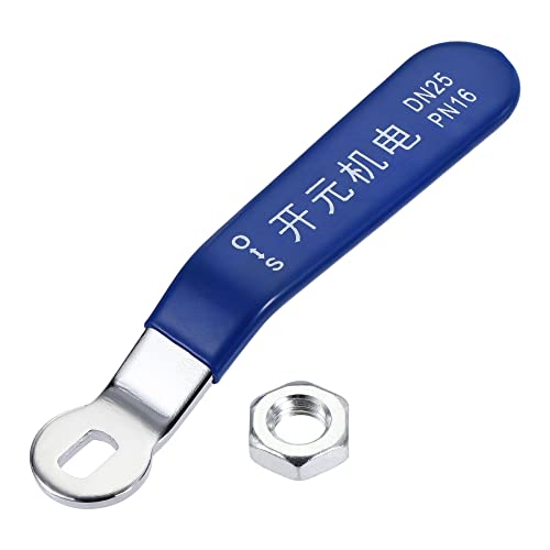 sourcing map Hebelgriff Eisen verchromt Ersatz mit Kunststoffgriff Blau für DN25 Kugelhahn