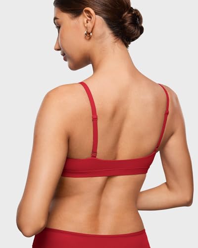 Image of INLYRIC Women's Inbarely Triangle Bralette Plunge Unlined Seamless Bra No Underwire Sexy Comfortable Everyday