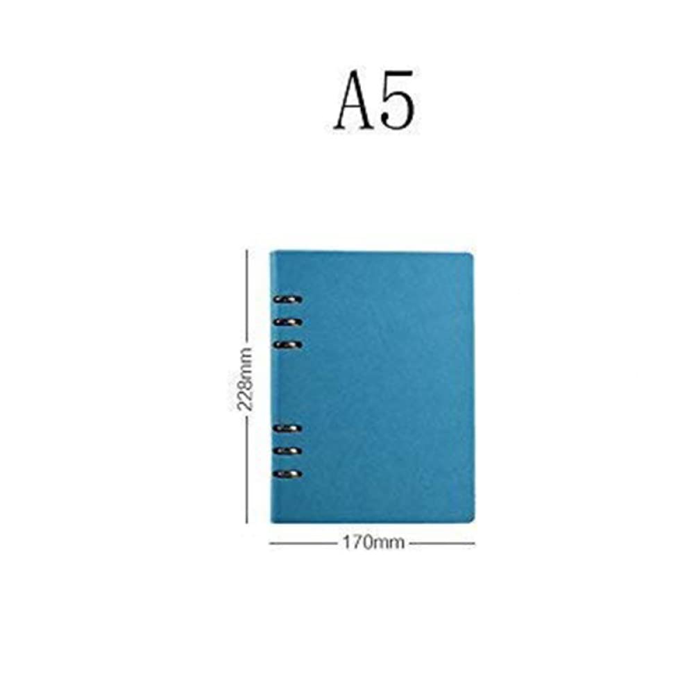 Quaderno A5 classico riutilizzabile tasca larga in pelle 6 fori raccoglitore ad anelli diario con copertina rigida quaderno aziendale, rosso vino, 2 pezzi