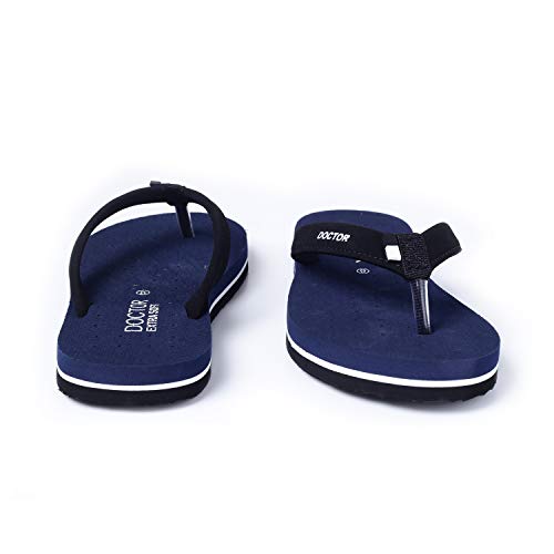 Image of DOCTOR EXTRA SOFT Flat Slipper for Women's - Orthopaedic and Diabetic Super Comfort Ortho Care Pregnancy Flip-Flop and House Slipper for Ladies and Girl's D-19 Navy - 10 UK