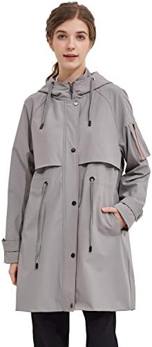 Orolay Women's Long Windbreaker Hooded Light Jacket Active Outdoor Anoraks Alloy M