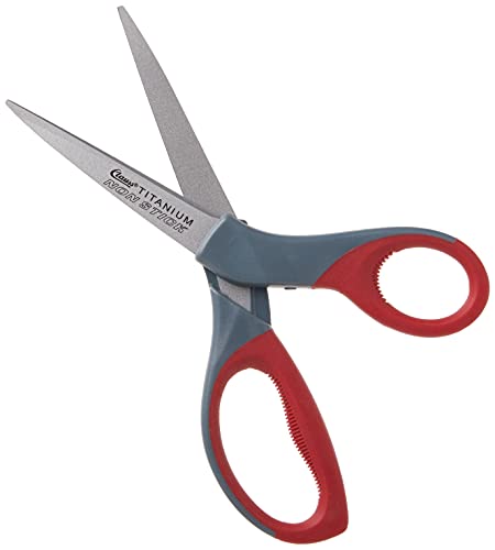 Clauss 18543 8-Inch Titanium Bonded Non-Stick Straight Shear, Red and Grey
