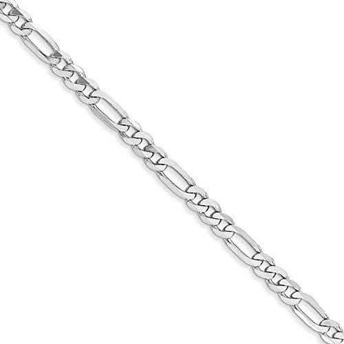 Dubai Collections figaro chain 3mm Fine 14k White Gold Necklace Women Men Jewelry Strong Solid plated Clasp Gift with Lobster Valentines (24.00) (24)
