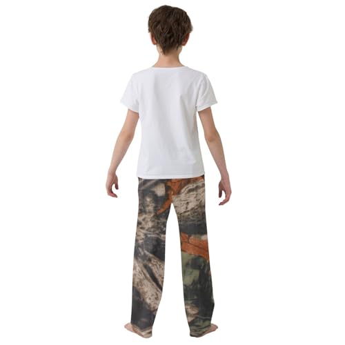 Camouflage Maple Leaf Boys Long Pants Soft Trousers Elastic Waist Kids Lounge Bottoms with Pockets S-XL3