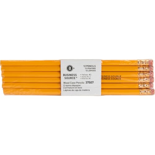 Business Source Unsharpened Woodcase No. 2 Pencils - Pack of 12 (37507), Yellow