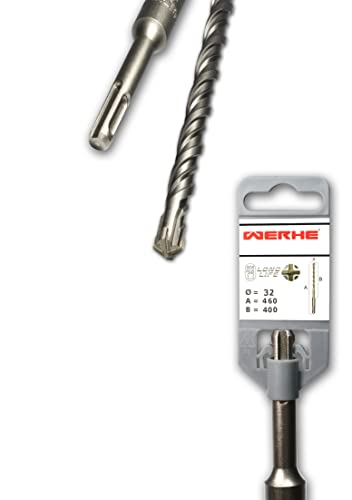 WERHE Profi SDS Plus Concrete Drill 32 x 460 mm Hammer Drill Masonry Drill Concrete Drill Bit, SDS Plus 32x460