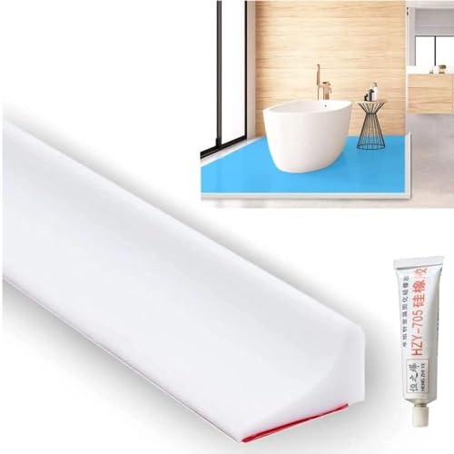 Image of RANDEN Self-Adhesive Silicone Water Stopper Strip - Collapsible Threshold Barrier Strip for Dry & Wet Separation, Sink Water Splash Guard, Bathroom Water Stopper (White, 1 Meter)