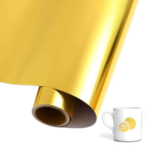 30.5 X 200 cm Plotterfolie Gold, Permanent Vinylfolie Selbstklebend, Vinyl Folie Plotten, Graviert mit Schneidemaschine, Verwendet für Wanddekoration, Werbeschnitzereien, Tassen-Glasoberflächen