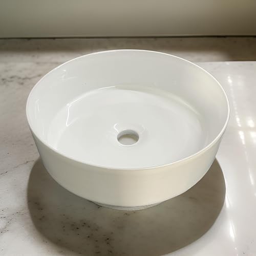 Image of SEA SHORE White Imported Ceramic Table Top Wash Basin, Slim Rim Vessel Sink for Bathroom & Living Room