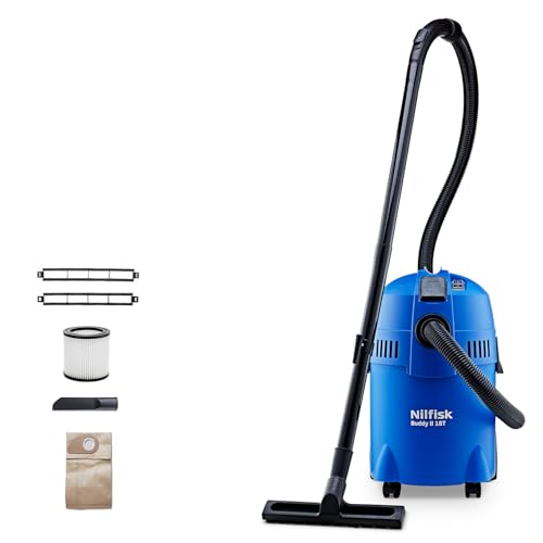 Nilfisk Buddy II 18L T Nass Trockensauger mit Steckdose - Staubsauger für Werkstatt, Haus, Garten...