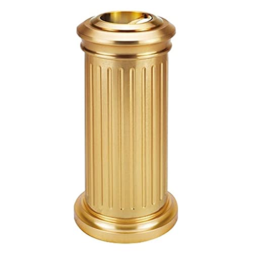 Poubelle extérieure cylindrique noire avec bac intérieur rétro et cendrier intégré