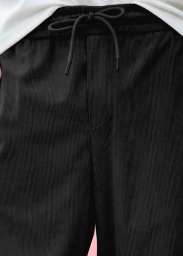 Image of Men's Self Design Corduroy Track Pants - Mid Rise, Flexi Waist, Ankle Length
