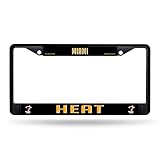 Rico Industries NBA Basketball Miami Heat Standard Black Chrome Frame with Plastic Inserts 12' x 6' Car/Truck Auto Accessory