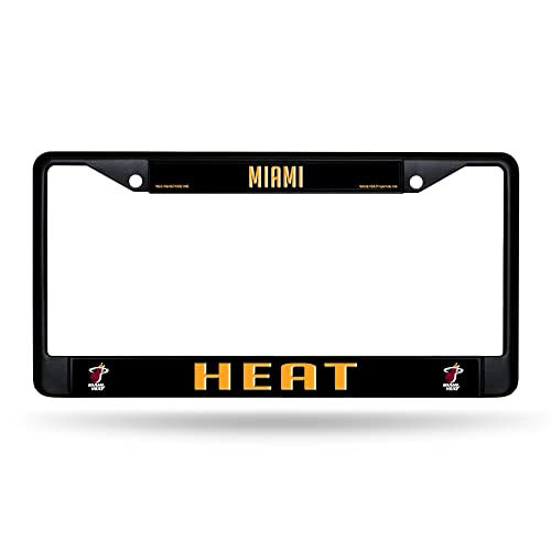 Rico Industries NBA Basketball Miami Heat Standard Black Chrome Frame with Plastic Inserts 12" x 6" Car/Truck Auto Accessory