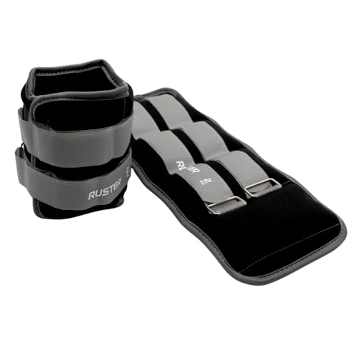 RUSTER Tobilleras Lastradas con Peso Ajustable de Neopreno - Pesas para Tobillos con Cierre de Velcro - Set Pesas Tobillos 0,5-2kg para Ejercicio y Entrenamiento (Negro, 1kg(par))