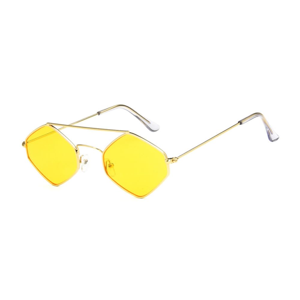 ENTHYI Classics Hexagon Sunglasses for Men/Women Metal Retro Diamond Shape SunGlasse Shades Film Glasses UV Protection