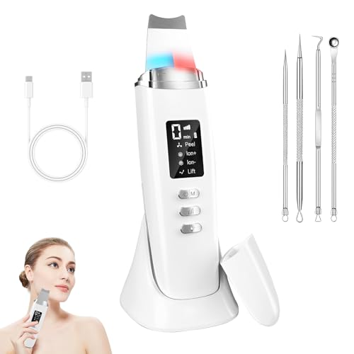 Peeling Ultrasónico Facial, Limpiador Ultrasonidos Facial, 4 Modos e Intensidad Ajustable, Extractores de puntos negros, Skin Scrubber Removedor de Puntos Negros para Dispositivo de Belleza Peeling Ultrasónico Facial, Limpiador Ultrasonidos Facial, 4 Modos e Intensidad Ajustable, Extractores de puntos negros, Skin Scrubber Removedor de Puntos Negros para Dispositivo de Belleza