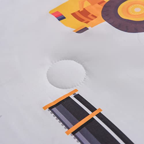 Ntbed Construction Truck Comforter Set For Boys Girls Kids Vehicles Excavator Cars Lightweight Microfiber Bedding Sets (White, Twin) #TOP3