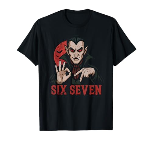 Six Seven 6 7 Vampire Halloween Humor T-Shirt