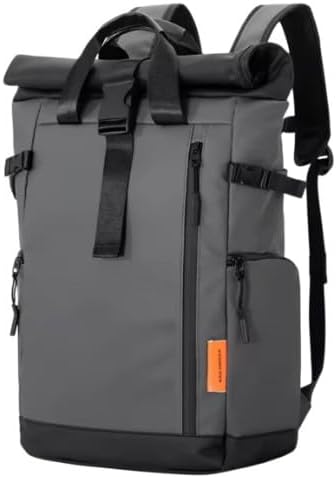 An image depicting Leisure Time Waterproof Roll-Top Backpack, 21L Large Capacity, Level 4 Water-Resistant, Black Scratch-Resistant Fabric, 50x28x15cm