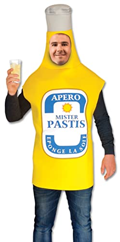 Tralala Fêtes® Déguisement Adulte Mister Pastis – Costume Rigolo en forme de Bouteille de Pastis pour Anniversaire / Halloween / EVG / Soirées Déguisées / Nouvel An – Drôle & Original