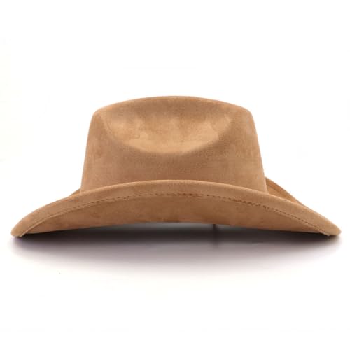 Image of Cowboy Hat Cowgirl Hat Men's & Women's Wide Brim Felt Fedora Hat with Buckle Belt Western Cowboy Hat for Women