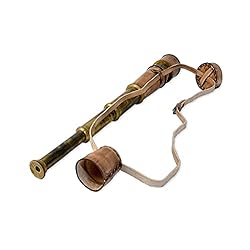 RII 12x Telescope, Functional Vintage Handcrafted Portable Collapsible Pirate Spyglass with Imprinted Leather Case, Gifting Spyglass for Kids, Travellers, Adventure Enthusiasts, Collectible 18″