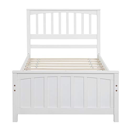 Citylight Twin Bed Frames For Kids,Wood Twin Size Platform Bed Frame With Headboard And Footboard, Kids Twin Bed Single Bed For Girls Boys,White #TOP2