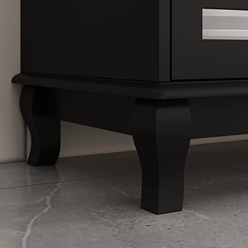 Homsee Buffet Sideboard Storage Cabinet With Glass Doors, 3 Drawers & 6 Storage Compartments, Kitchen Cupboard Console Table For Hallway And Living Room, Black (55.1”L X 15.7”W X 35.4”H) #TOP6