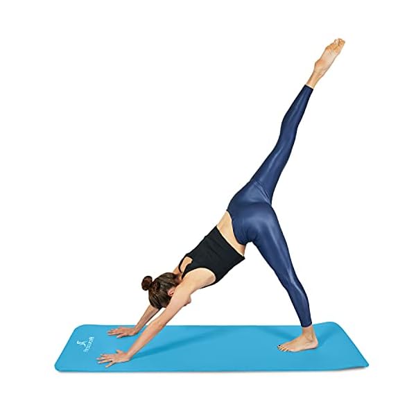 ProsourceFit-Extra-Thick-Yoga-Pilates-Exercise-mat ProsourceFit Extra Thick Yoga and Pilates Mat ½” (13mm) or 1" (25mm), 71-inch Long High Density Exercise Mat with Comfort Foam and Carrying Strap, Aqua