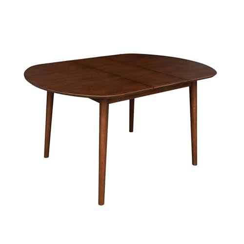 sweeek - Table à Manger Ovale Extensible Bois d'hévéa et placage chêne Noyer 4-6 Places - 110/140 x 100 x 75 cm - Lisa