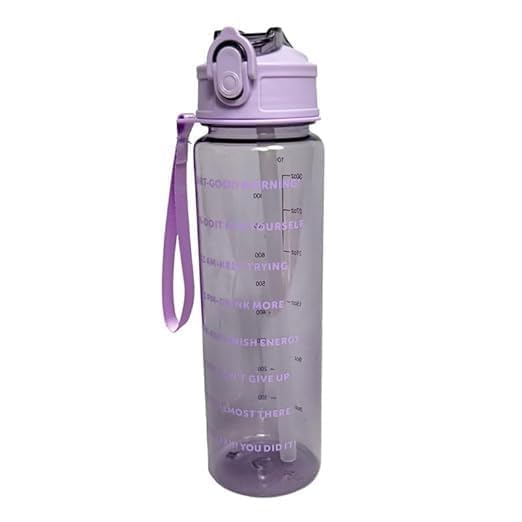 Image of Set of 3 Transparent Water Bottle 2000ML, 900ML, 300ML with Motivational Time Marker |Leak Proof&Break-Proof | Best Usage For Office /School /Gym /Travel (SET OF 3) (PURPLE)