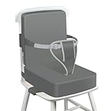 wooshwa Rialzo Sedia per Bambini 2 Pezzi, PU Portatile Alzasedia Da Tavolo, Cuscino Sedia, con Cinghie Regolabili per Seggioloni Alza Sedia - Grigio Scuro