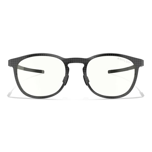 Image of ANYLUV Blue Light Glasses Men, Vintage Round Carbon Fiber Eyewear, Lightweight Mens Computer Gaming Glasses, Anti Eyestrain