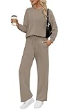 WIHOLL 2 Piece Sets for Women Fall Fashion 2026 Travel Vacation Airport Outfits for Airplane Going Out Comfy Matching Women's Clothing Petite Lounge Sets Chocolate Brown Track Suits Light Coffee S