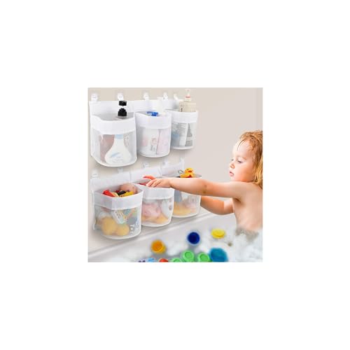 Image of BYZBR 2 Pack Bath Toy Storage Bag, Bath Toy Hanging Organizer Net, Bath Toy Mesh Bag, Storage and Sorting Of Toys, Ideal for Bathroom Organizer