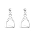 Tisoro 925 Solid Sterling Silver Dangling Horse Stirrup Stud Earrings - Dangle Hypoallergenic Animal Jewelry