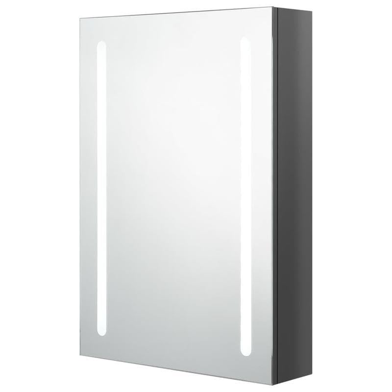 Eleganz Armoire de salle de bain - Gris brillant - 50 x 13 x 70 cm - MDF avec revêtement en résine mélamine et verre - Armoire à miroir moderne avec éclairage pour...