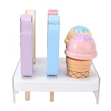 Alomejor Juego de Juguetes de Madera con Soporte para Helados para Niños, Juego Realista de Heladería para el Desarrollo de Habilidades Sociales, Diversión Educativa en Interiores para Niños