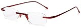 Scojo Gels Rimless Reading Glasses, Flame Frame/Clear Lens, 1.50 + 1.5