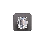 GYOEI Fashion 925 Sterling Silver Women's Ring - Shiny Large Carat Pink AAA Zircon Princess Vintage Square Engagement Wedding Promise Cocktail Party Ring HM080 (White, 9)