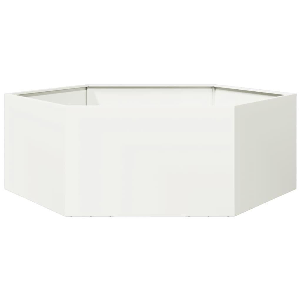 Generico Fioriera da Giardino Bianca Esagono 138x120x45 cm in Acciaio,Prato e Giardino,Giardinaggio,Vasi e fioriere-851137