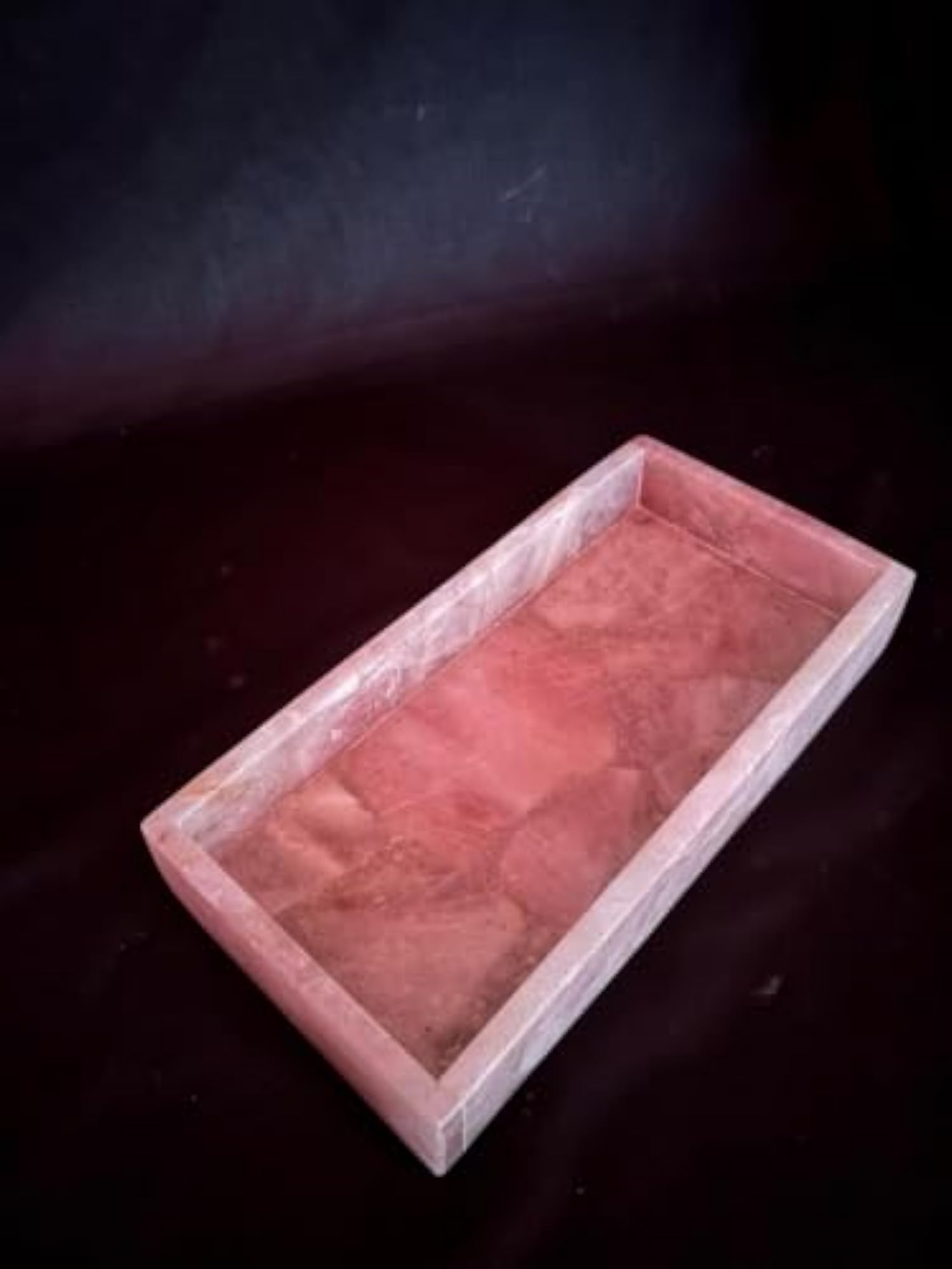 Rose Quartz Decorative Tray, Handcrafted Gemstone